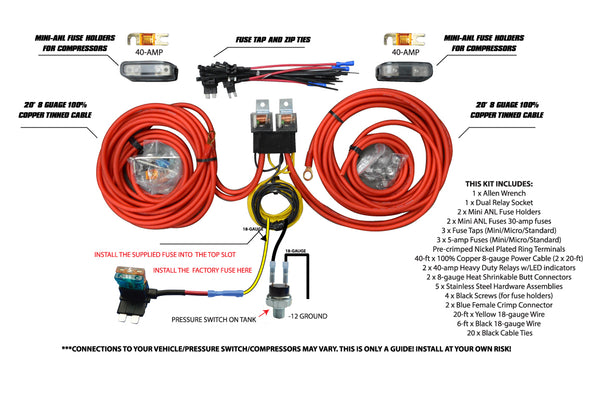 Dual Compressor Wiring Kit by AVS - Complete Air Ride