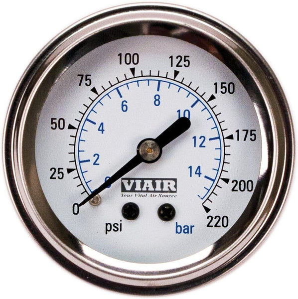 Viair 90083 Air Pressure Gauge White Face 160 PSI w/ 1/8 OD Fittings