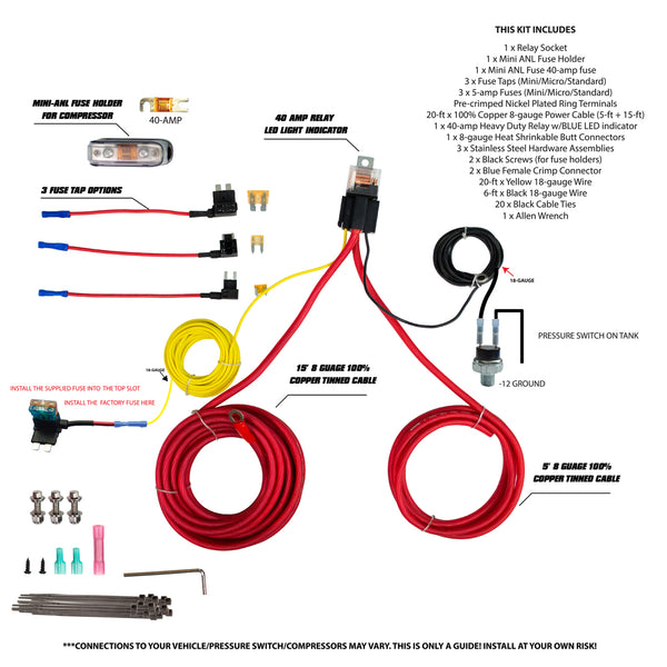 Single Compressor Wiring Kit by AVS - Complete Air Ride