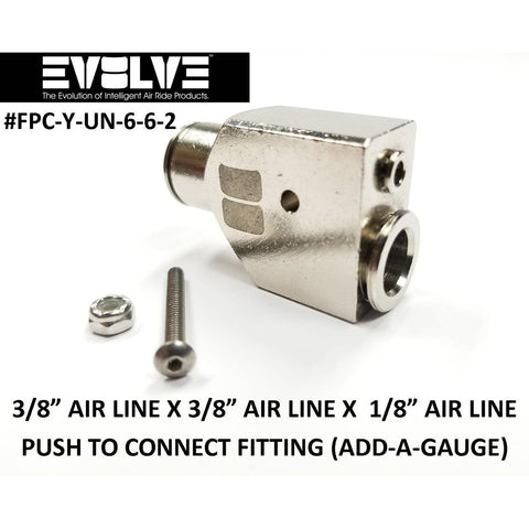EVOLVE 3/8" to 3/8" to 1/8" "Y" Union Fitting (Add-A-Gauge)